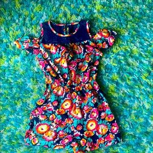 Little girls floral cold shoulder romper